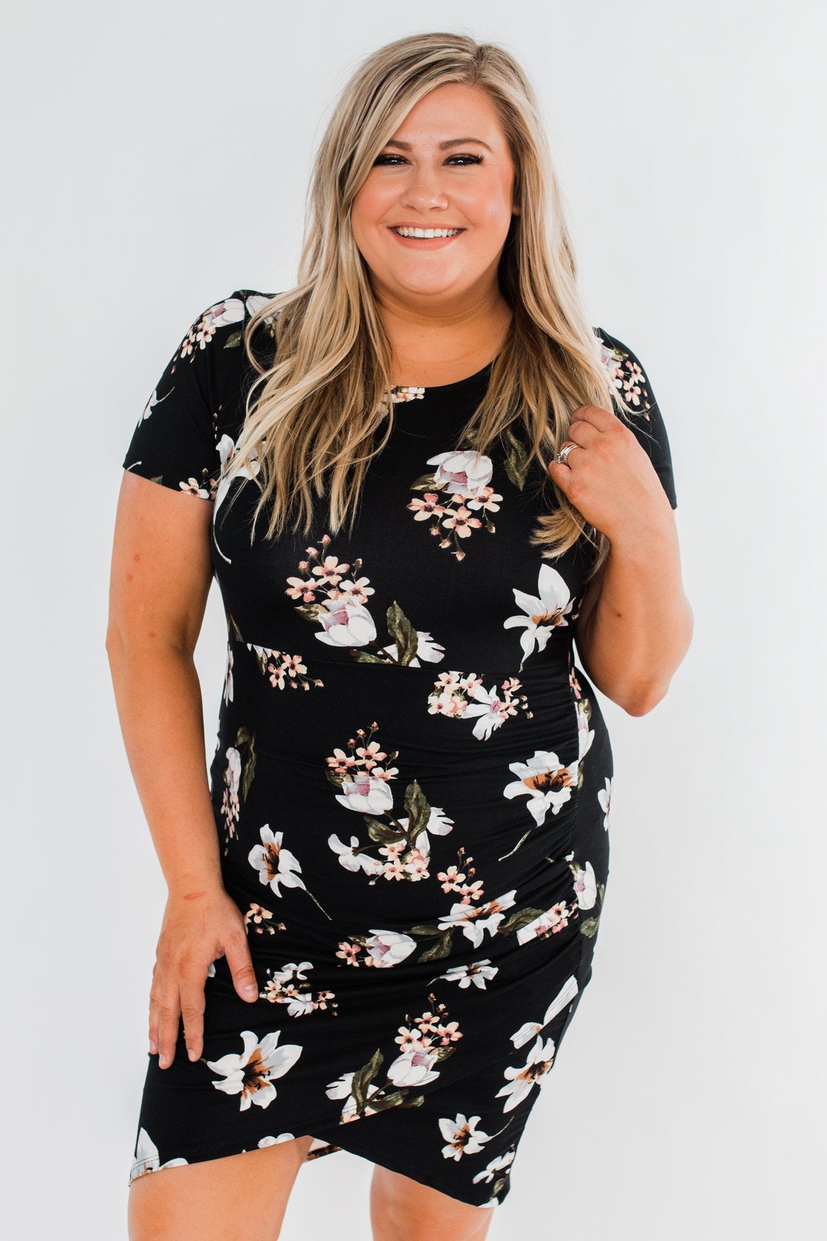 You're Beautiful Floral Dress- Black
