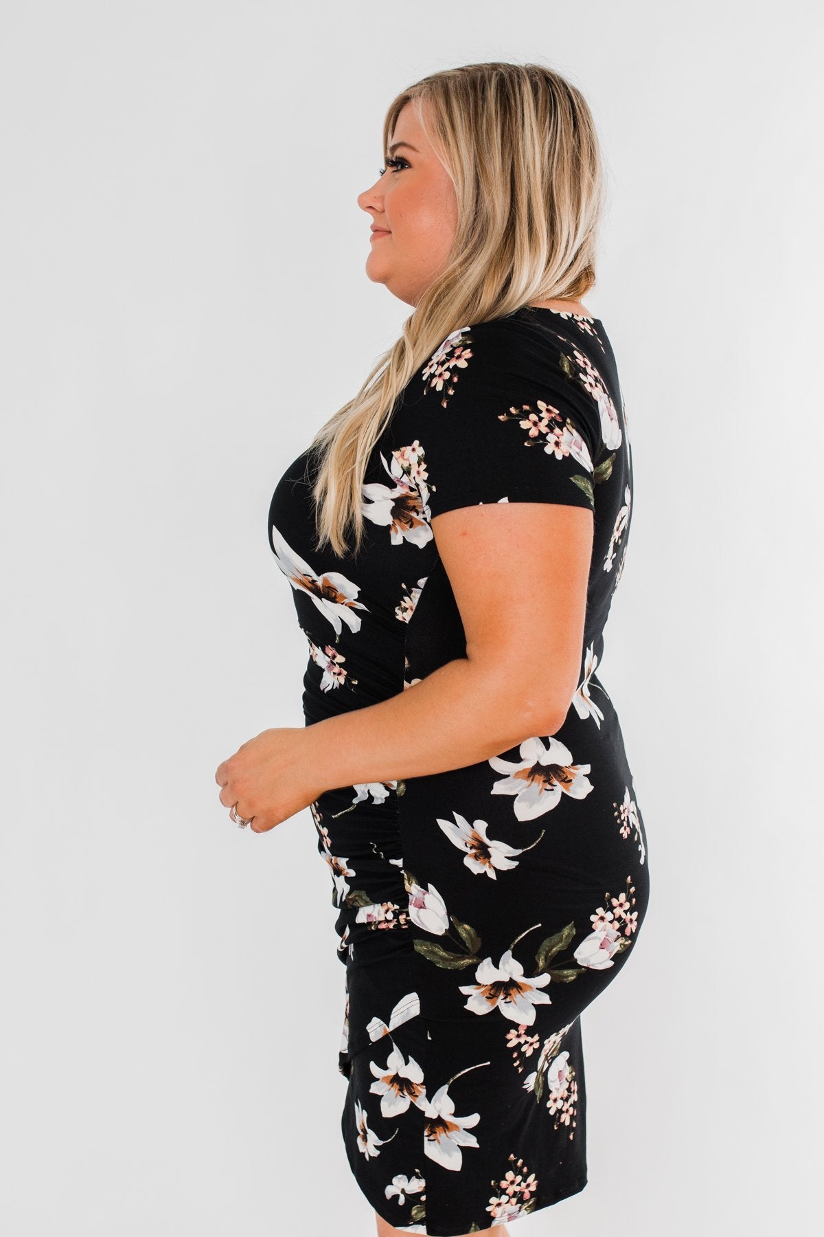 You're Beautiful Floral Dress- Black