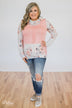 Floral & Stripes Cowl Neck- Candy Pink