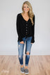 Back to You Thermal Button Top- Black