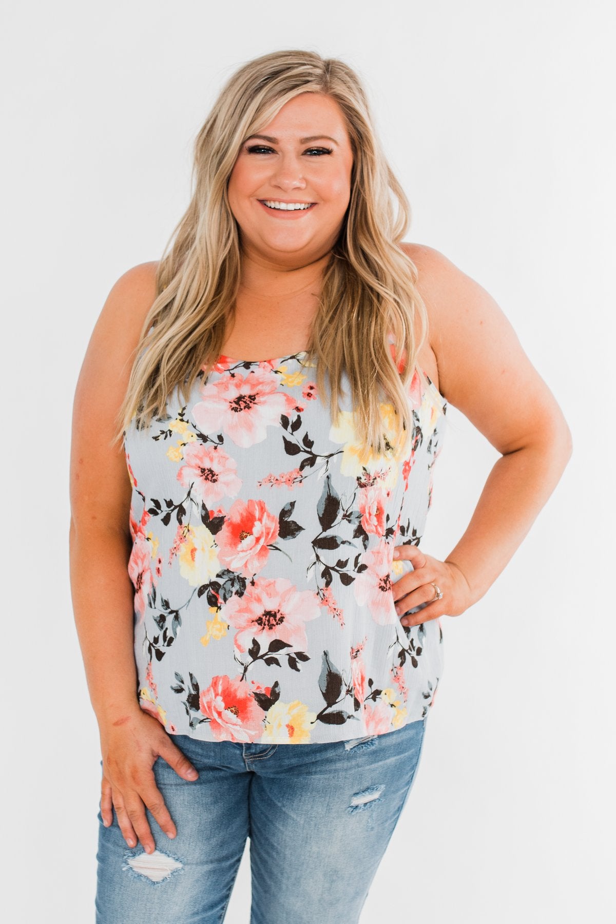 Always A Good Time Floral Tank Top- Periwinkle