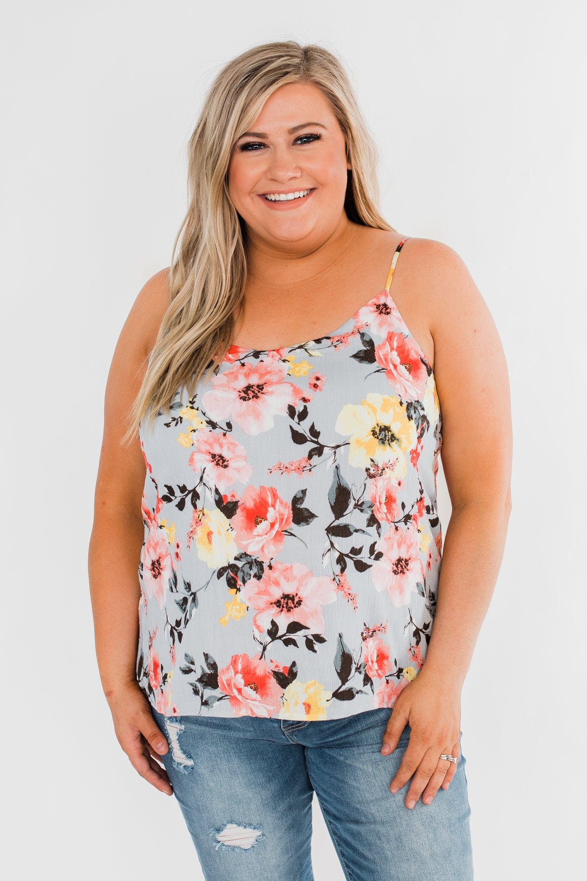 Always A Good Time Floral Tank Top- Periwinkle