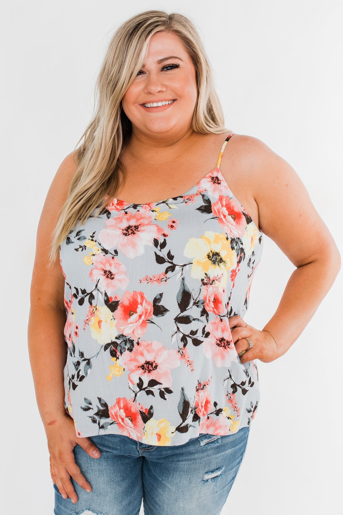 Always A Good Time Floral Tank Top- Periwinkle