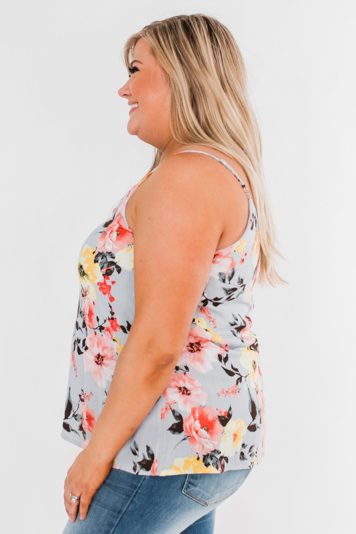 Always A Good Time Floral Tank Top- Periwinkle