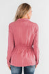 Carried Away Drawstring Waist Jacket- Mauve