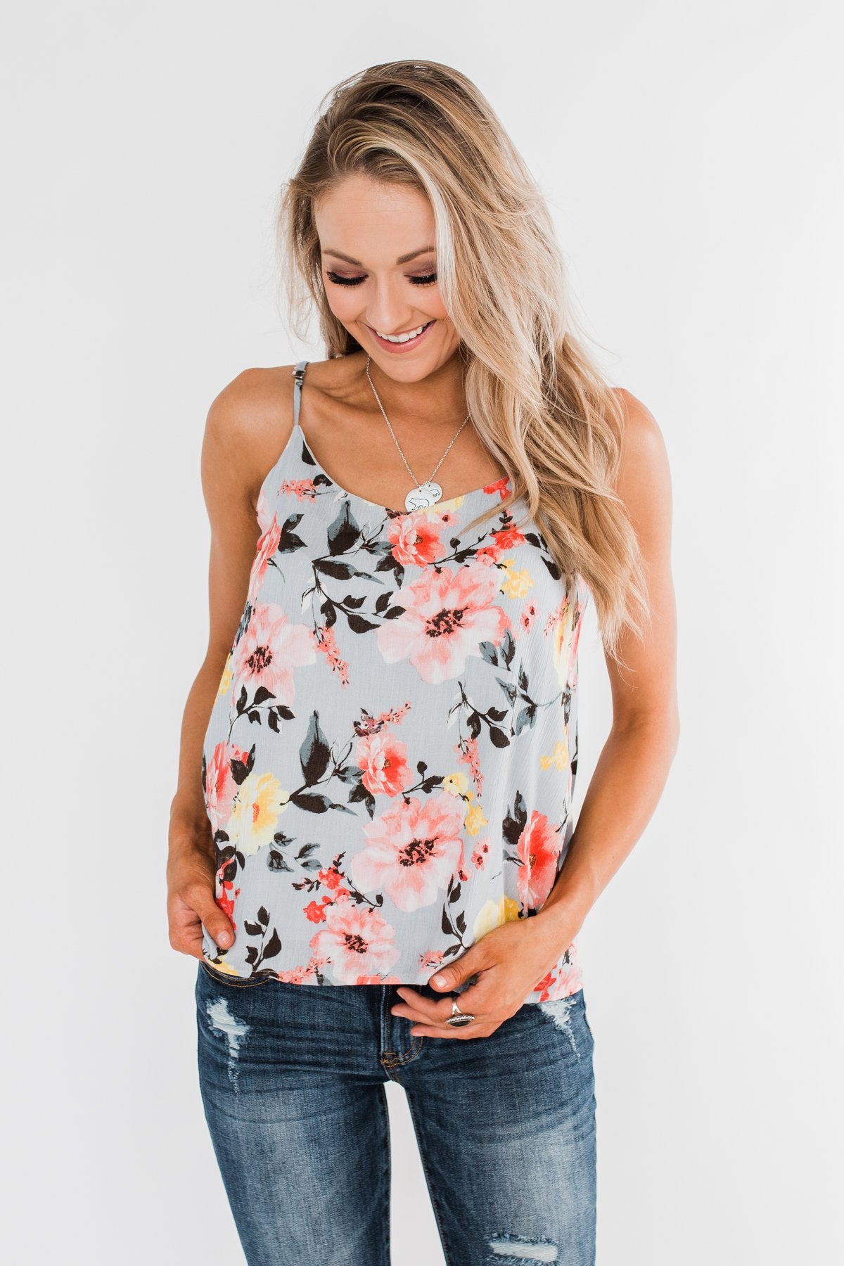 Always A Good Time Floral Tank Top- Periwinkle