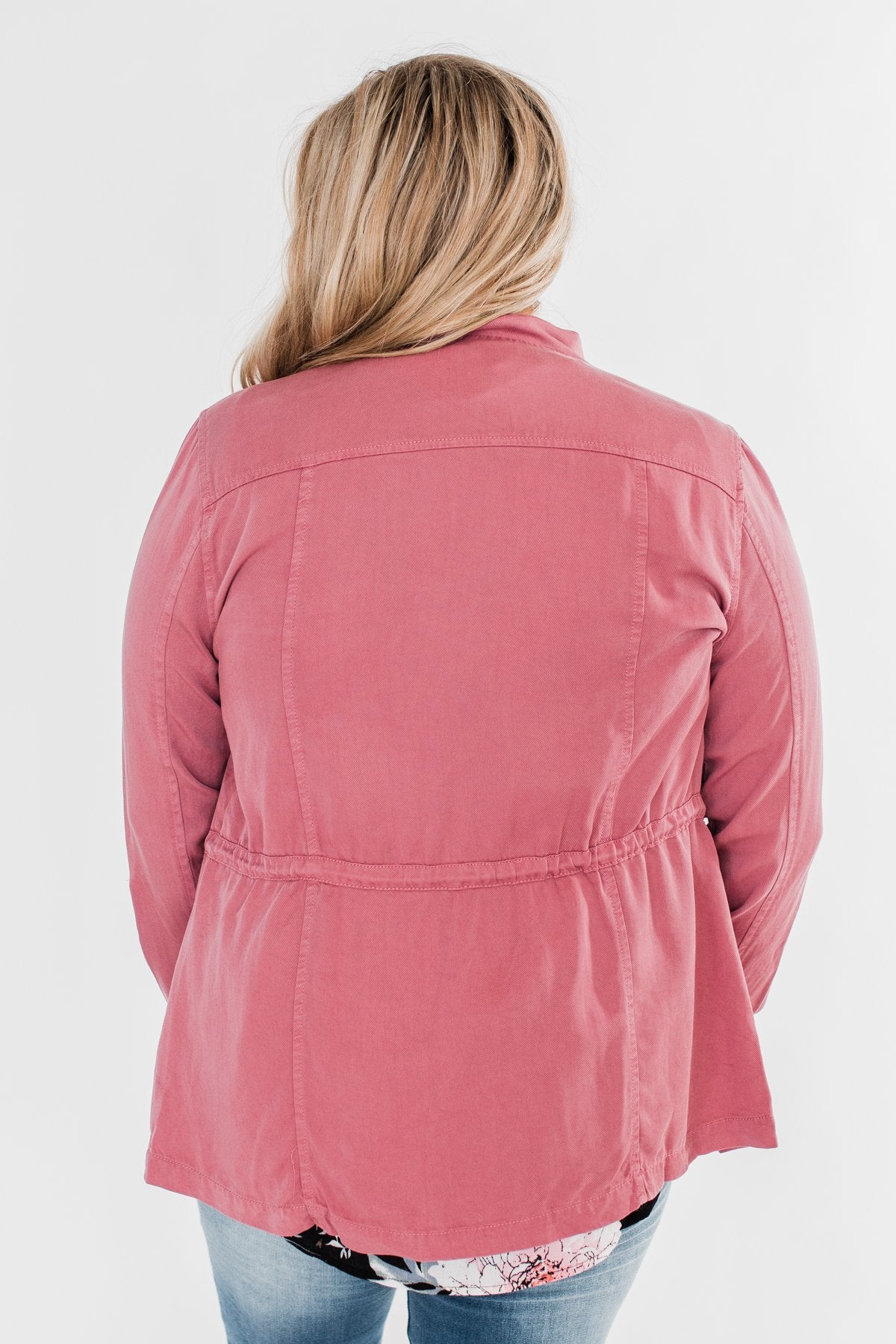 Carried Away Drawstring Waist Jacket- Mauve