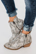 Very G Twinkle 2 Snake Print Booties- White