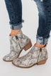 Very G Twinkle 2 Snake Print Booties- White