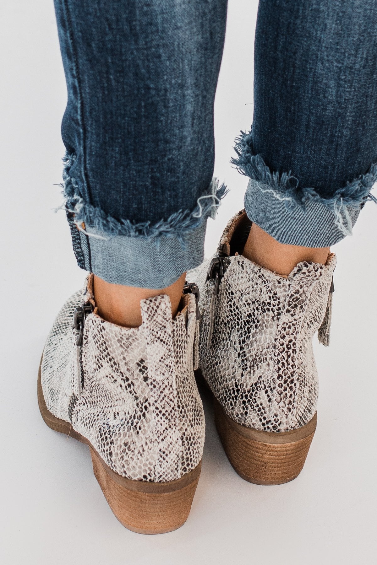 Very G Twinkle 2 Snake Print Booties- White