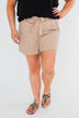 Elastic Waist Tie Shorts- Taupe
