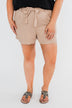 Elastic Waist Tie Shorts- Taupe