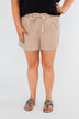 Elastic Waist Tie Shorts- Taupe
