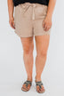 Elastic Waist Tie Shorts- Taupe