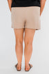 Elastic Waist Tie Shorts- Taupe