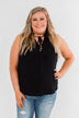 Larger Than Life Neck Tie Tank Top- Black