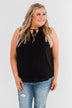 Larger Than Life Neck Tie Tank Top- Black