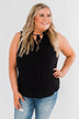 Larger Than Life Neck Tie Tank Top- Black