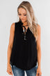 Larger Than Life Neck Tie Tank Top- Black