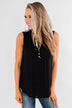 Larger Than Life Neck Tie Tank Top- Black