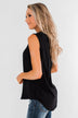 Larger Than Life Neck Tie Tank Top- Black