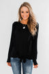 Taking My Time Long Sleeve Ruffle Top- Black