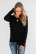 Taking My Time Long Sleeve Ruffle Top- Black