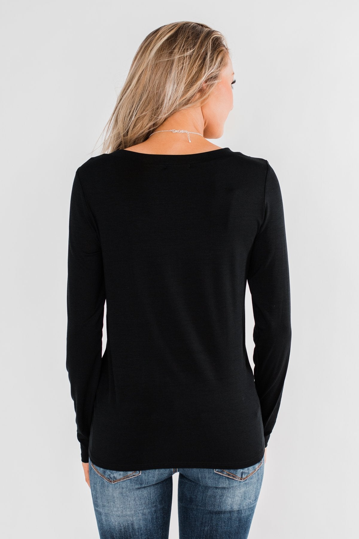 Taking My Time Long Sleeve Ruffle Top- Black