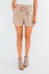 Elastic Waist Tie Shorts- Taupe