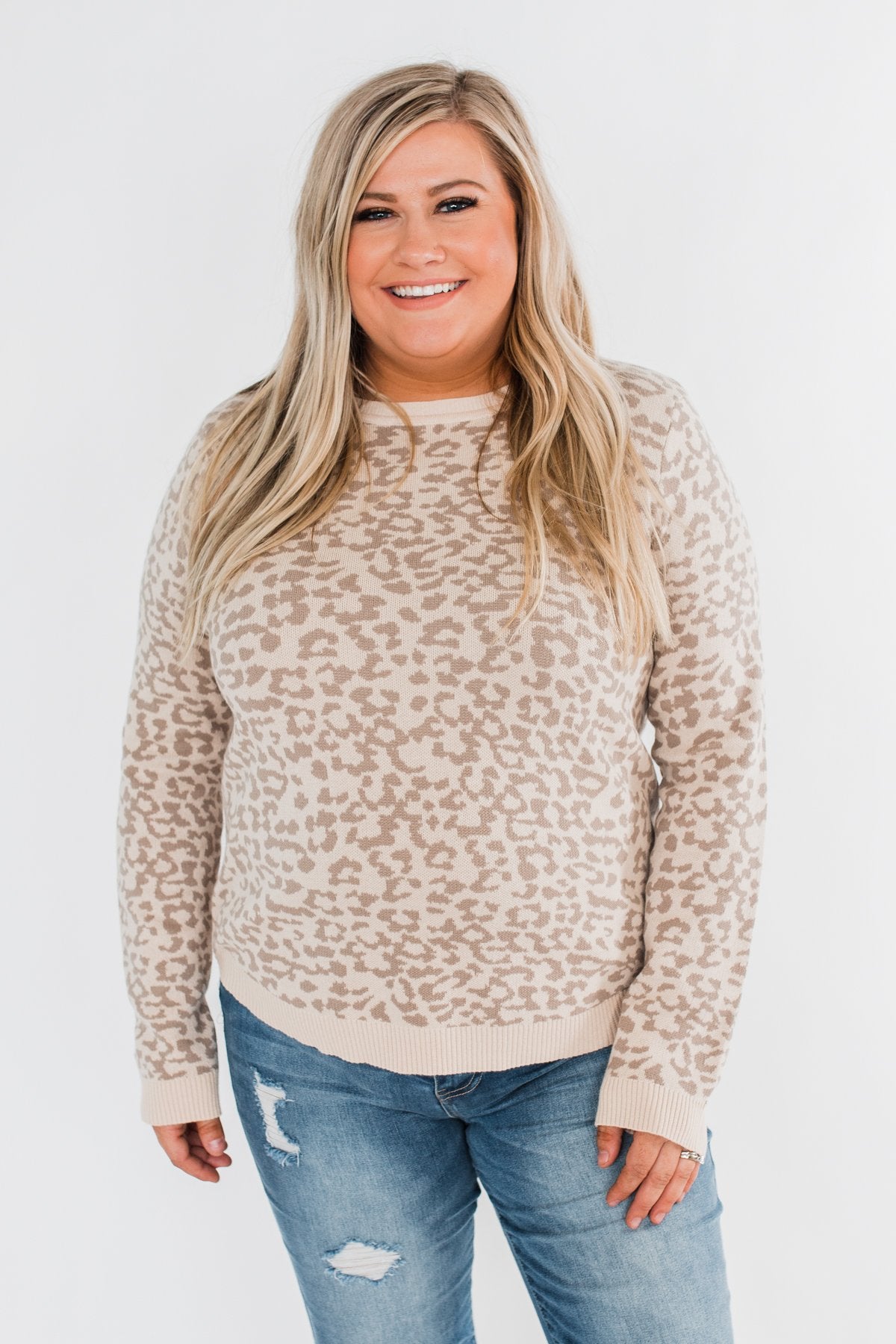 Naturally Fierce Leopard Sweater- Beige