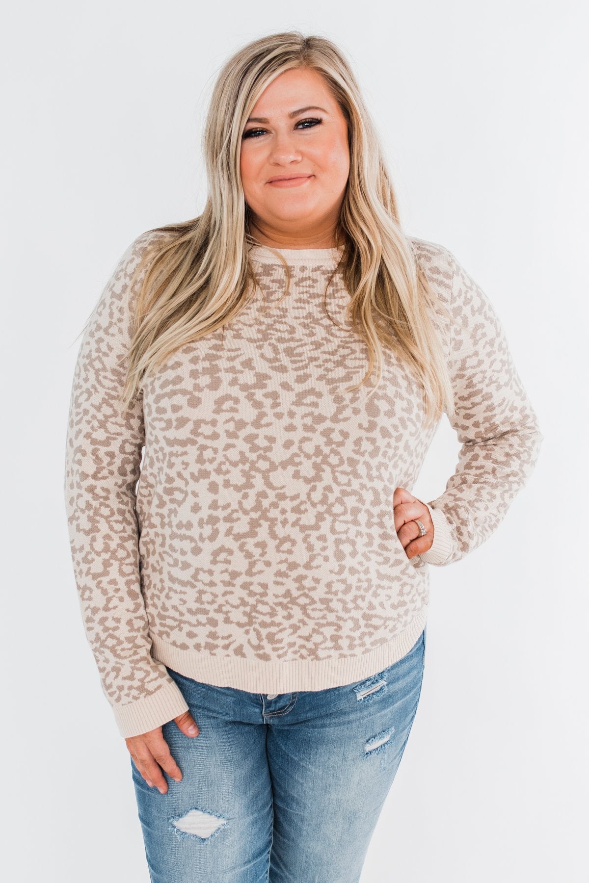 Naturally Fierce Leopard Sweater- Beige