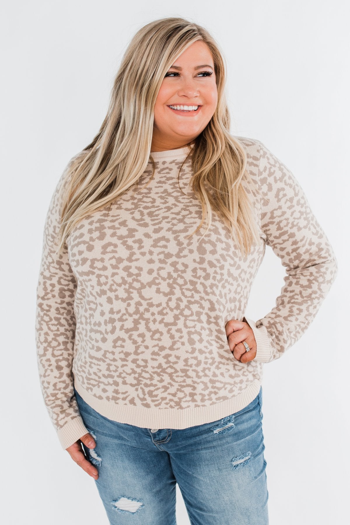 Naturally Fierce Leopard Sweater- Beige