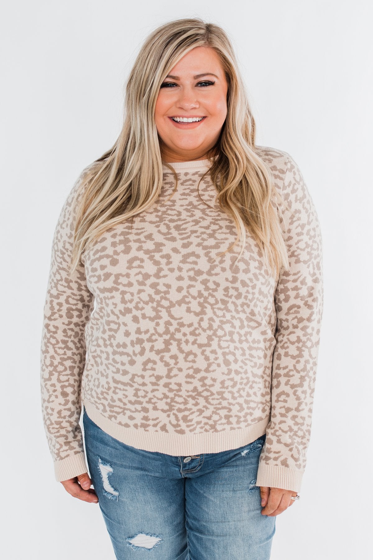 Naturally Fierce Leopard Sweater- Beige