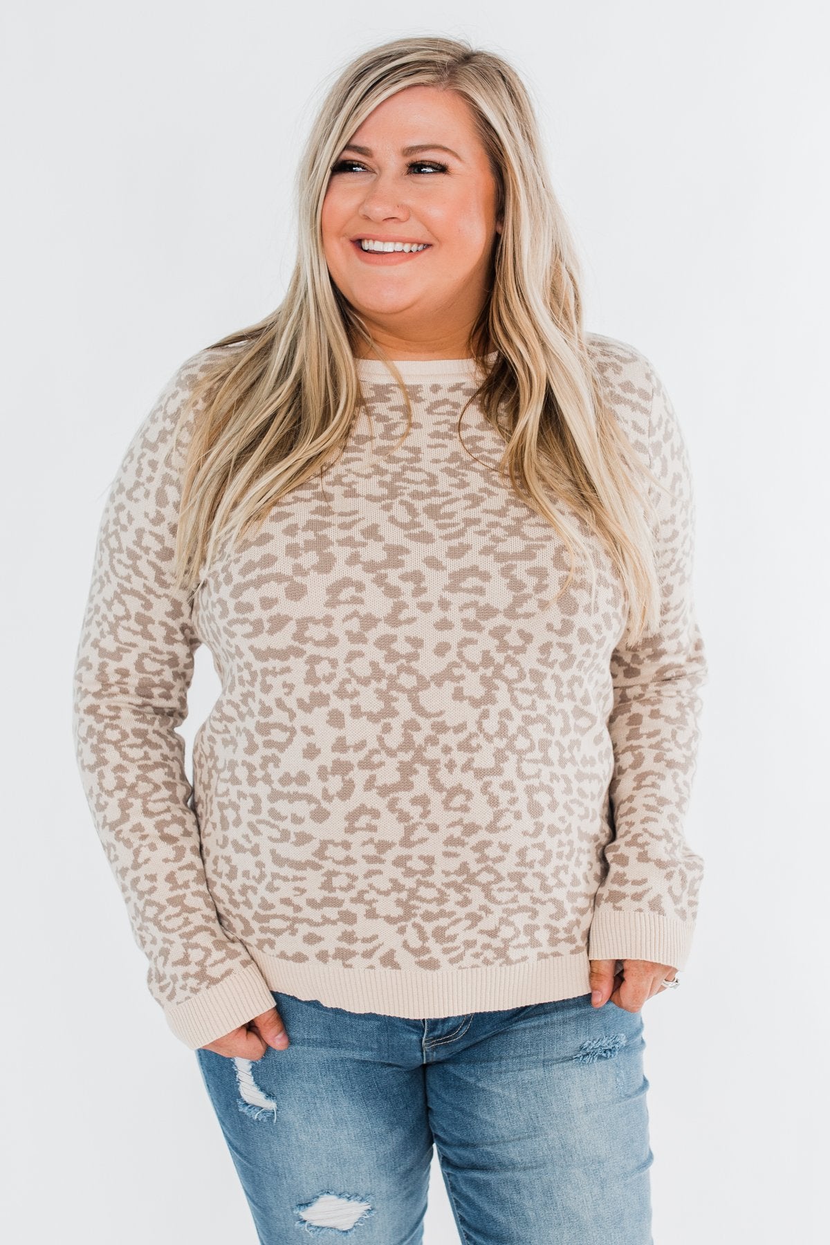 Naturally Fierce Leopard Sweater- Beige
