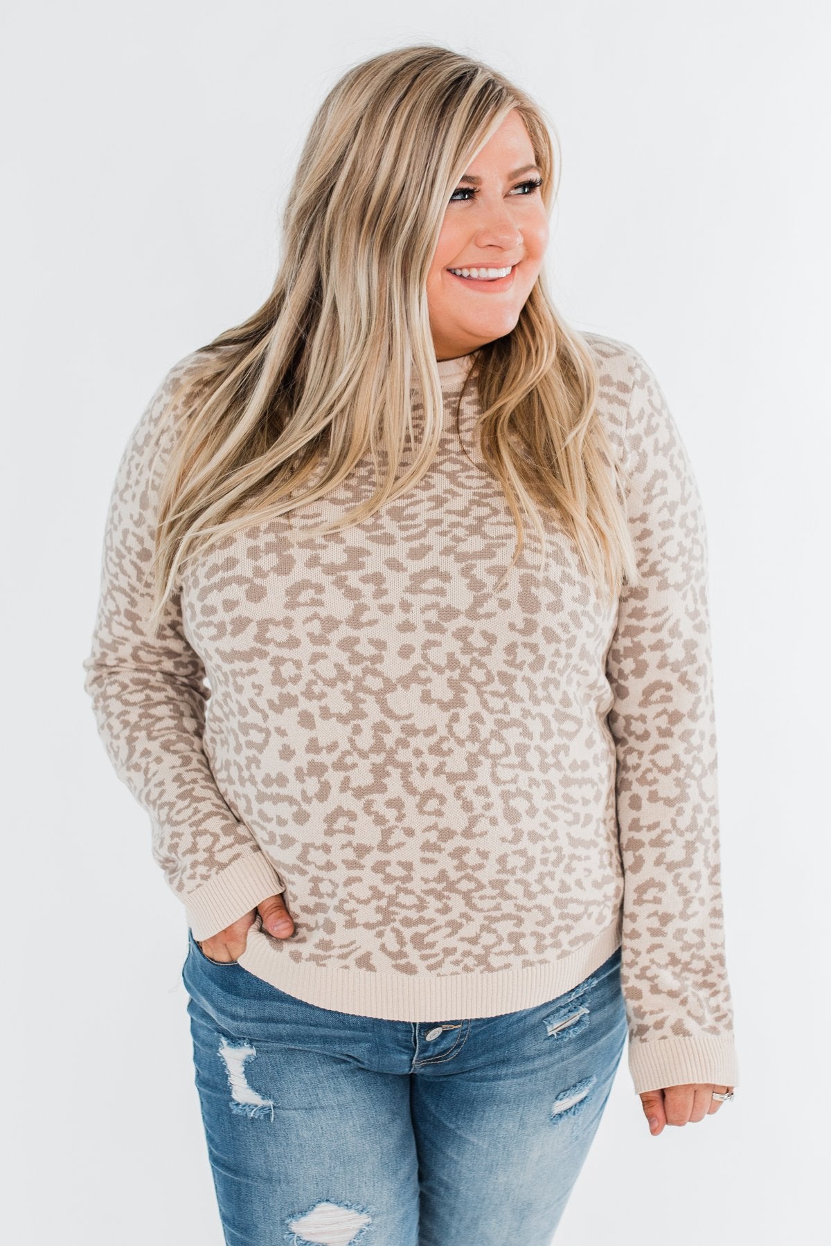 Naturally Fierce Leopard Sweater- Beige