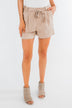Elastic Waist Tie Shorts- Taupe
