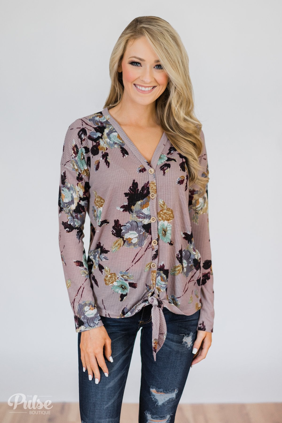 My Wish to You Floral Thermal Top- Dusty Purple – The Pulse Boutique