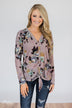 My Wish to You Floral Thermal Top- Dusty Purple