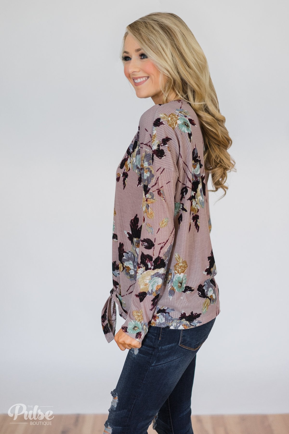 My Wish to You Floral Thermal Top- Dusty Purple
