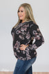Bloom in the Dream Floral Pullover Top-  Black Charcoal