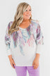 *2nds* Colorful Feather Dolman Sleeve Top- Ivory