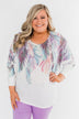 *2nds* Colorful Feather Dolman Sleeve Top- Ivory