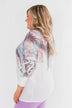 *2nds* Colorful Feather Dolman Sleeve Top- Ivory