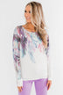 *2nds* Colorful Feather Dolman Sleeve Top- Ivory