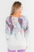 *2nds* Colorful Feather Dolman Sleeve Top- Ivory
