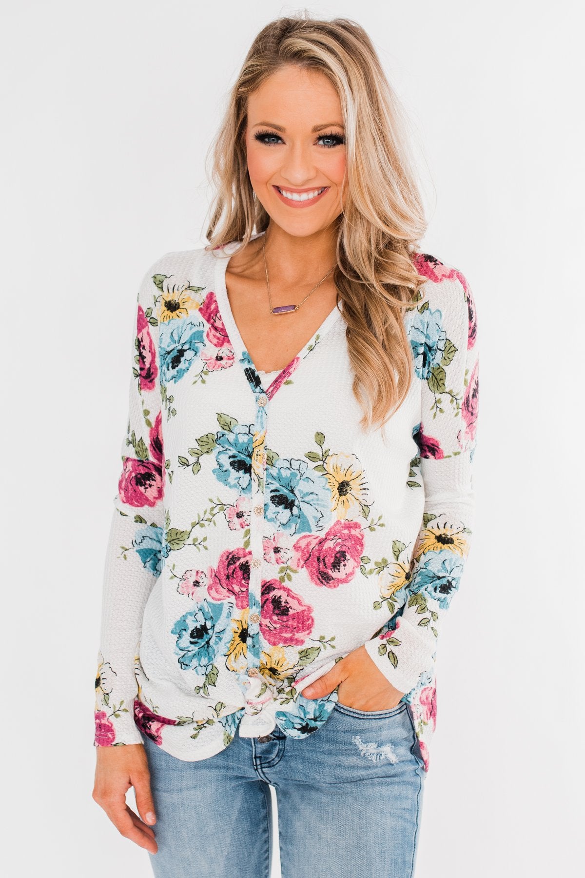Womens floral sales thermal tops