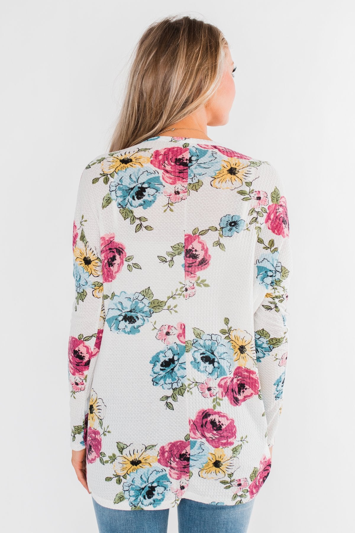 Good Life Floral Thermal Top- White