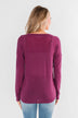 Cozy & Warm 4 Button Henley Top- Plum