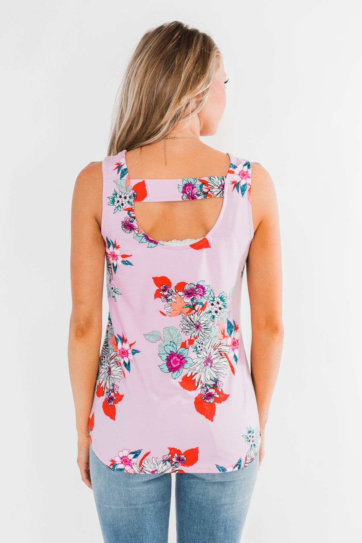 Waiting For You Floral Tank Top- Pink Lavender