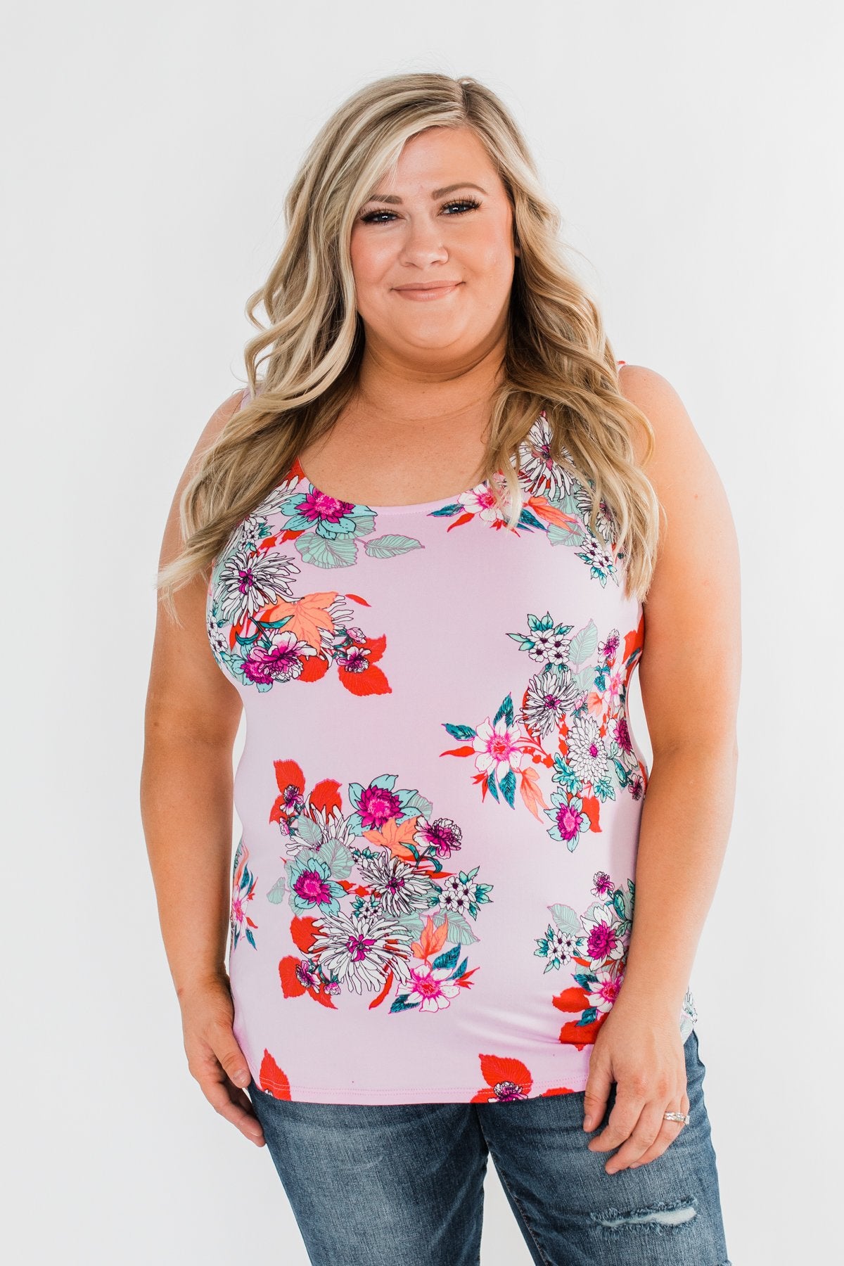 Waiting For You Floral Tank Top- Pink Lavender
